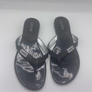 Guess Women's Black and Silver Sandals